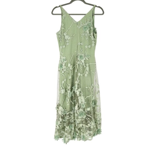 Dress the Population Audrey Floral Mesh Overlay Dress in Sage - Picture 3 of 8